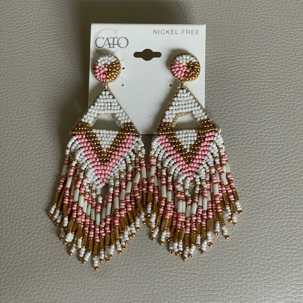 Chic Beaded Fringe Earrings, Western or Boho perfect for any occasion - Picture 4 of 5